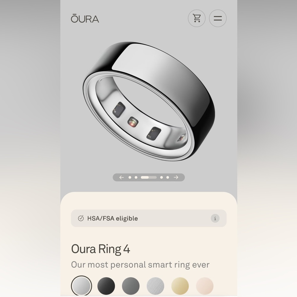 Oura Ring 4 - Silver - Size 9. BRAND NEW IN BOX.